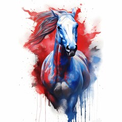 AI generated illustration of a majestic horse standing against a white background