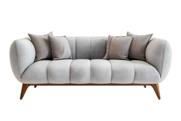 Stylish grey sofa isolated on transparent  background