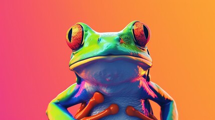 frog bright colorful and vibrant poster illustration