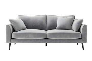 Stylish grey sofa isolated on transparent  background