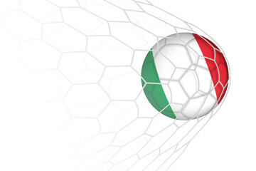 Italy flag soccer ball in net.