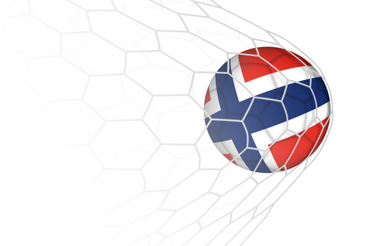 Norway flag soccer ball in net.