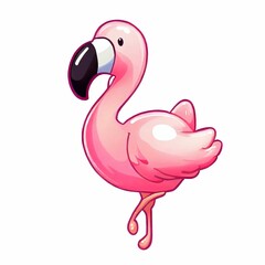 AI generated cartoon flamingo on white background