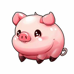 AI generated cartoon pig on white background