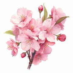 AI generated illustration of a vibrant pink flower with green leaves