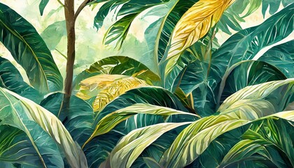 Retro Poster Background of Tropical plants