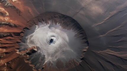 AI generated illustration of an aerial view of a crater located on a hillside