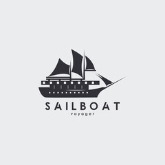 sailing ship logo vector illustration design