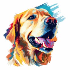 AI generated illustration of a golden retriever portrait in watercolor