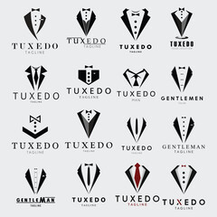 collection of tuxedo logo vector illustration design