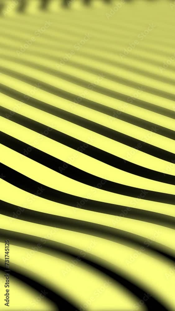 Wall mural black yellow lines waving like soft cloth. smooth waving abstract lines motion graphics background