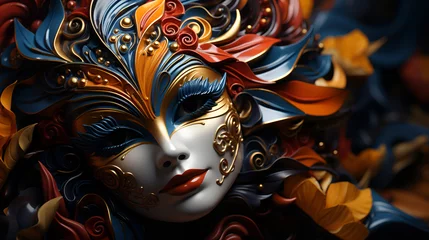 Rolgordijnen A vividly colored carnival mask designed for masquerade festivities, for Mardi Gras celebrations © Alina