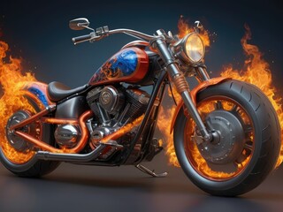 Burning Asphalt Beast: Epic Chopper Motorbike Dominates the Streets