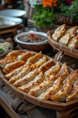 A plate of dumplings filled with different shapes and quantities of stuffed dumplings.