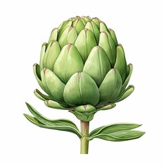 Fototapeta premium AI generated illustration of a vibrant painting of an artichoke against a stark white background