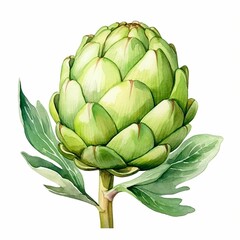 Fototapeta premium AI generated illustration of a vibrant painting of an artichoke against a stark white background