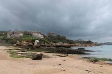 Magnifique paysage de la côte de granit rose à Ploumanac'h en Bretagne - France