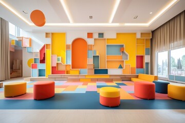 Colourful modern kindergarten interior
