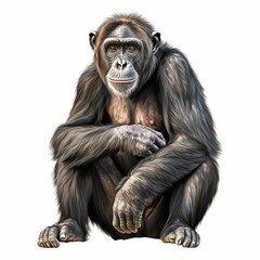 AI generated illustration of a chimpanzee monkey clipart on a white background