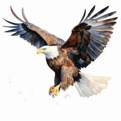 Obraz premium AI generated illustration of an eagle in mid-flight, with its wings spread wide open