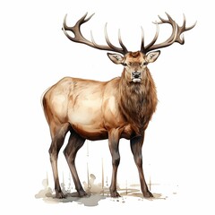 AI generated illustration of a clipart of majestic elk isolated on a white background