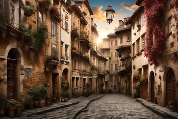 Naklejka na ściany i meble narrow street in the town