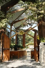 Fototapeta na wymiar Vertical shot of an outdoor church interior decoration for weddings