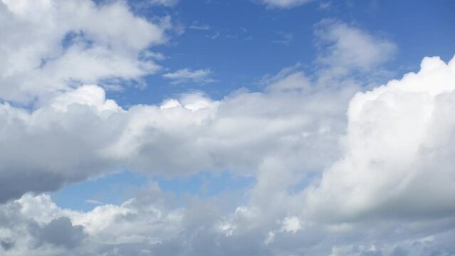 Timelapse shot of the clouds movement in a blue sky