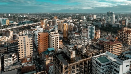 Fototapeta premium View of Dar es Salaam, Tanzania, showing a vibrant cityscape with tall buildings