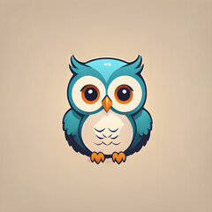 drawing of cute cartoon owl vector logo