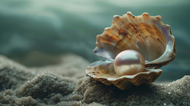 Beautiful white pearl in a shell