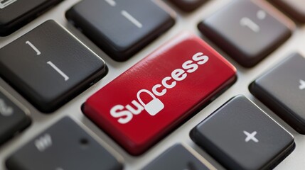 keyboard with a distinctive red "Success" key among the standard grey keys