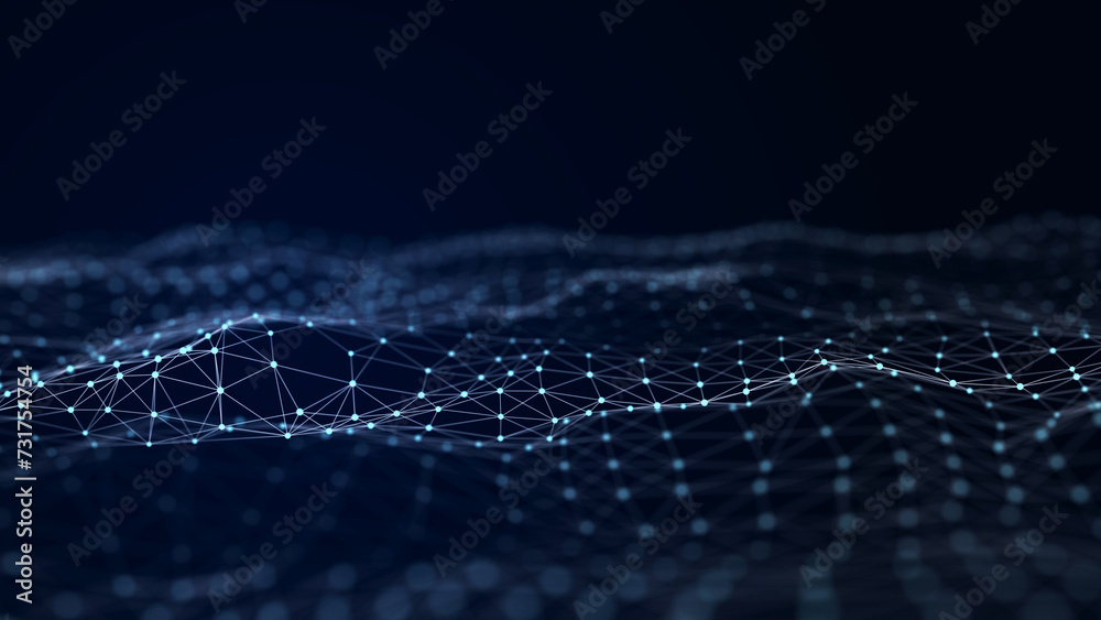 Leinwandbilder Network connection structure. Data transfer. Abstract background with interweaving of dots and lines. 3D rendering.