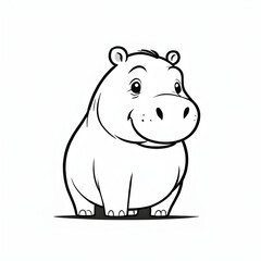 drawing of cute cartoon hippopotamus vector logo
