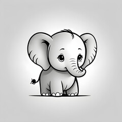 Fototapeta premium drawing of cute cartoon baby elephant vector logo