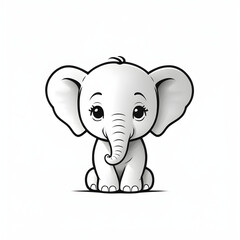 Fototapeta premium drawing of cute cartoon baby elephant vector logo