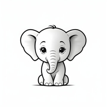 drawing of cute cartoon baby elephant vector logo