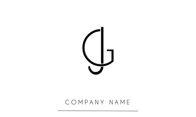 GJ or JG Minimal Logo design Vector Art Illustration 