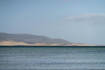tasmanian beach island landscape across the ocean