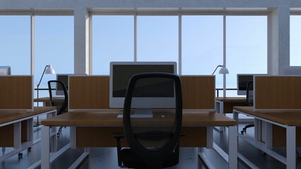 Fototapeta na wymiar Modern Open Plan Office Virtual Background