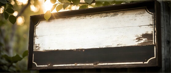  Shabby Empty Sign Made of White Wooden Planks, Framed with Black Wooden Planks. Place for text
