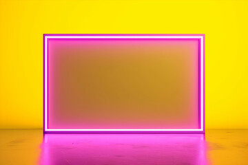 bright neon purple frame on yellow background