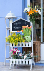 Flower Shop’s Chalkboard Display happy tuesday