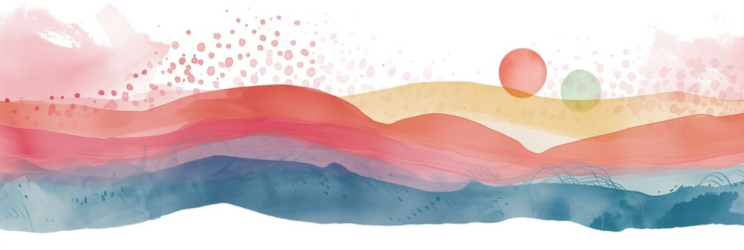 Abstract rainbow illustration watercolor style, curved lines and stripes. Art design, banner, wallpaper, screen saver
