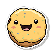 Vector illustration of a cute doughnut against a white background.