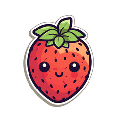 Vector illustration of a cute strawberry against a white background.