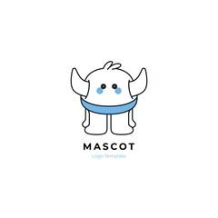 Minimalist monster lineart outline logo. Logomark vector template. Cute adorable illustration.