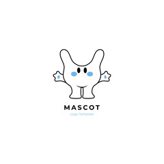 Minimalist monster lineart outline logo. Logomark vector template. Cute adorable illustration.