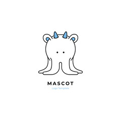 Minimalist monster lineart outline logo. Logomark vector template. Cute adorable illustration.
