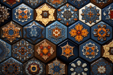 Colorful vintage ceramic wall tiles